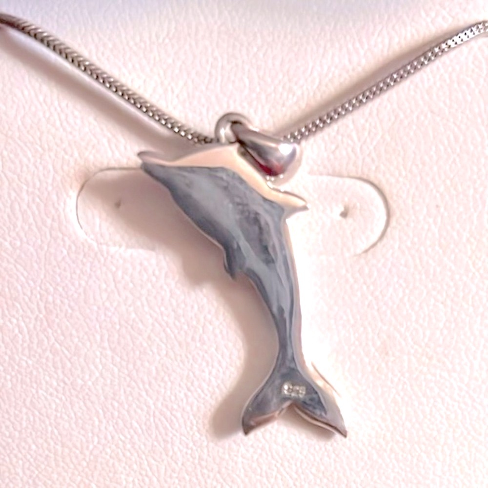 NWOT 🐬 16-18” STAMPED .925 SILVER AUSTRALIAN OPAL PENDANT SNAKE CHAIN NECKLACE - Picture 7 of 8